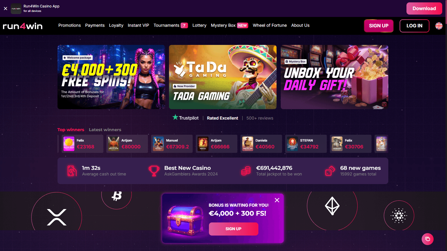 run4win_casino_homepage_desktop