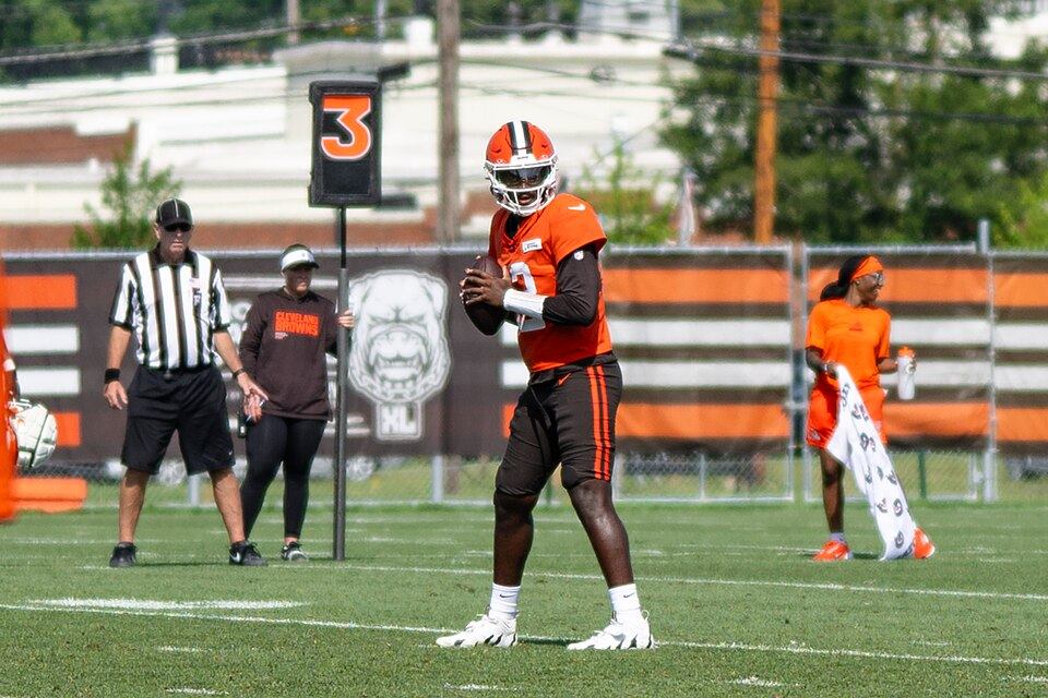 Cleveland Browns quarterback, Shedeur Sanders, at training camp