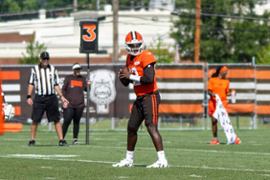 Cleveland Browns quarterback, Shedeur Sanders, at training camp