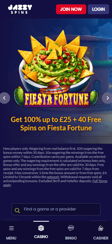 Jazzy_Spins_Casino_homepage_mobile