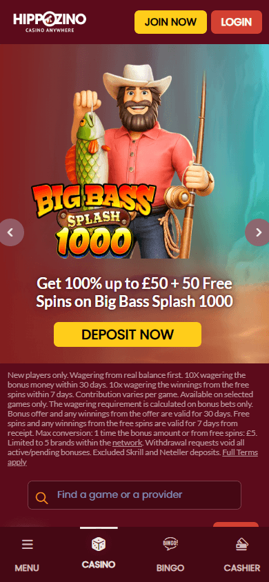 Hippozino_Casino_homepage_mobile