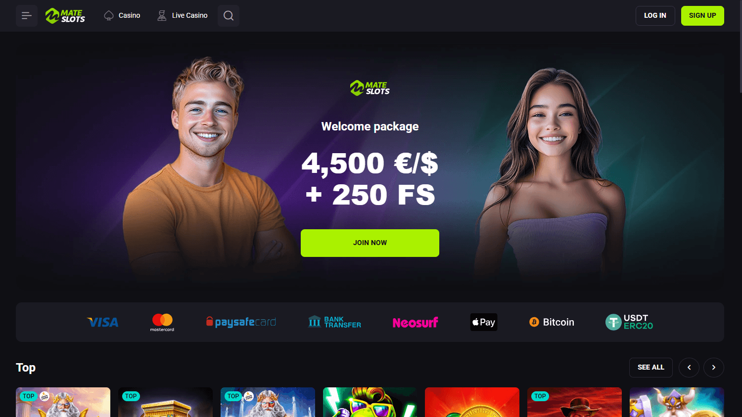 mateslots_casino_homepage_desktop
