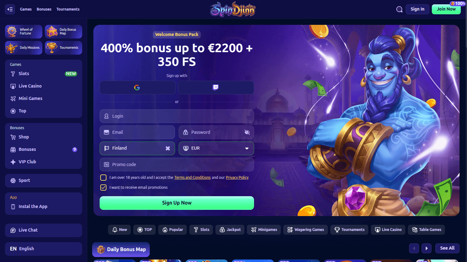 spindjinn_casino_homepage_desktop