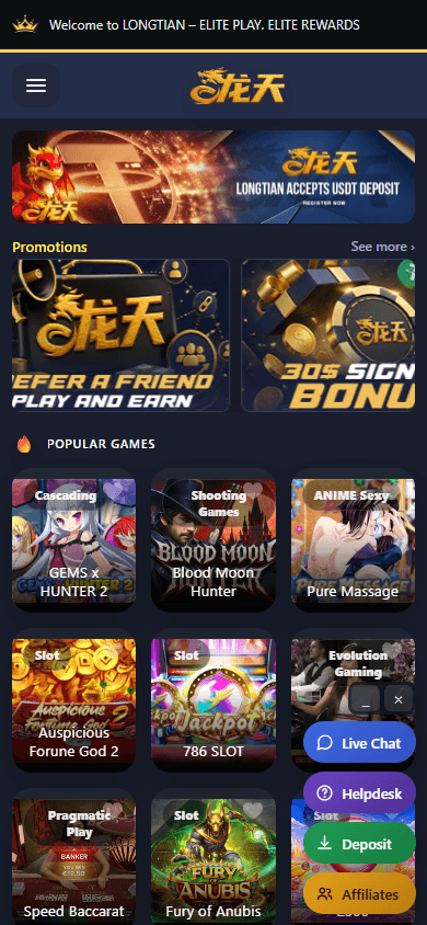 long_tian_casino_homepage_mobile
