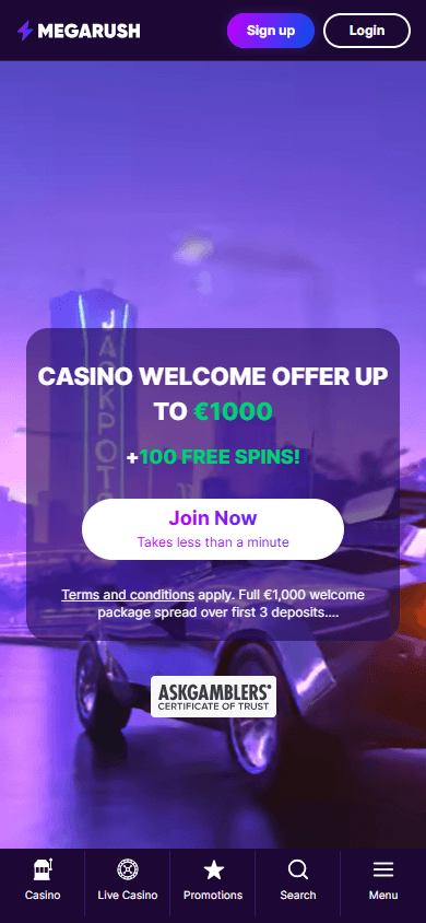 MegaRush_Casino_homepage_mobile