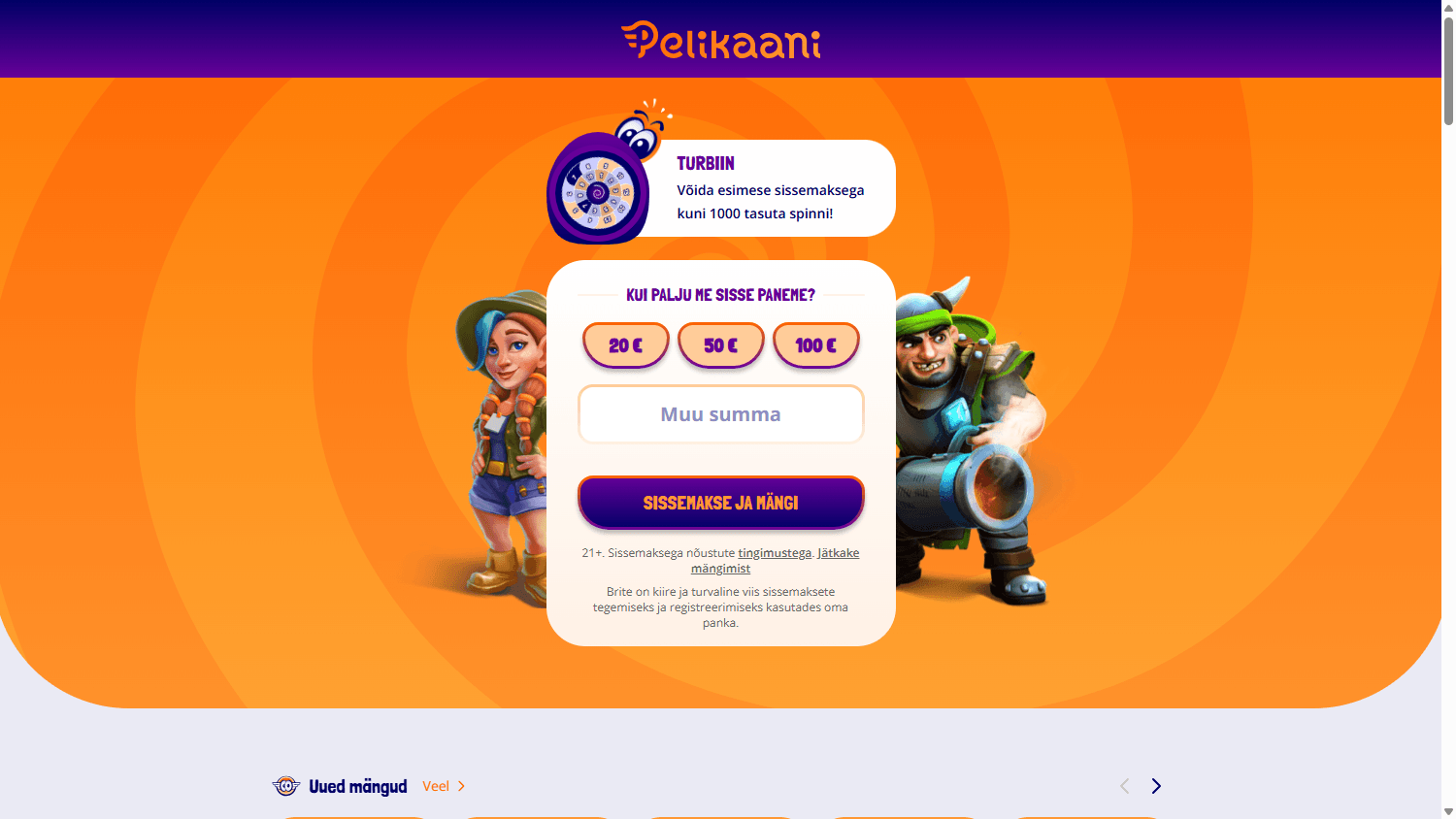 pelikaani_casino_homepage_desktop