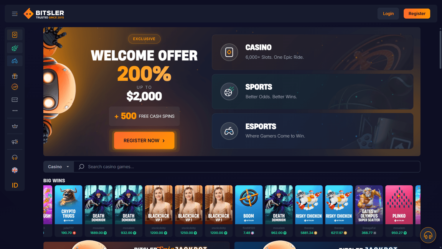 bitsler_casino_homepage_desktop