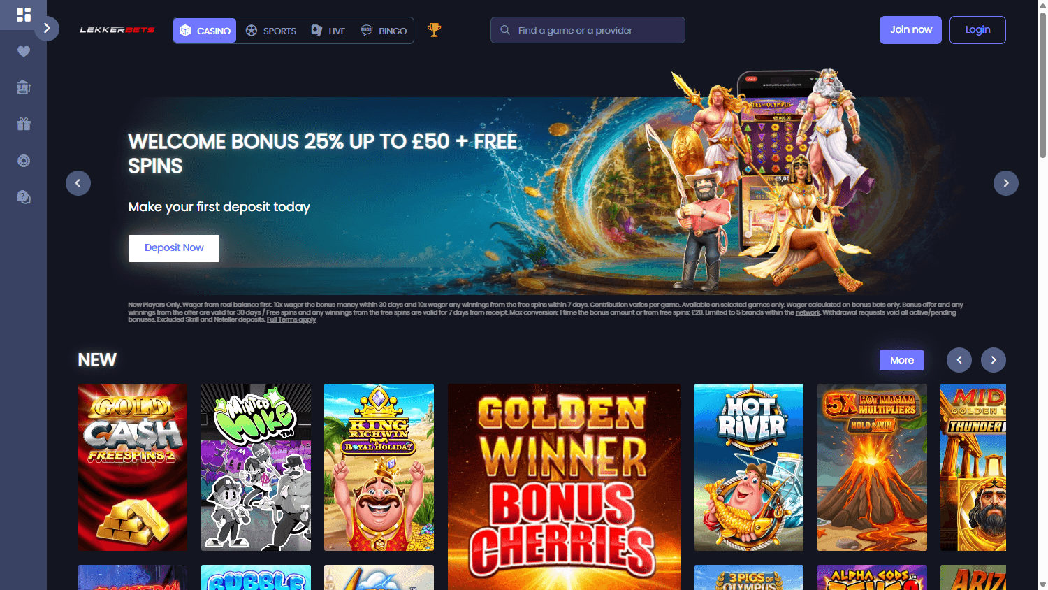 LekkerBets_Casino_homepage_desktop
