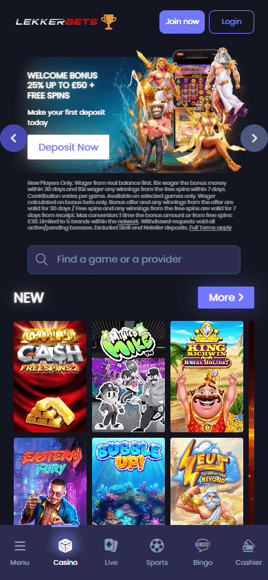 LekkerBets_Casino_homepage_mobile