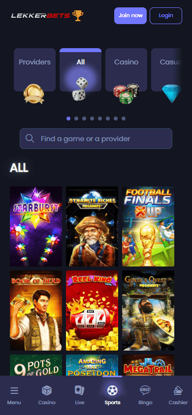 LekkerBets_Casino_game_gallery_mobile
