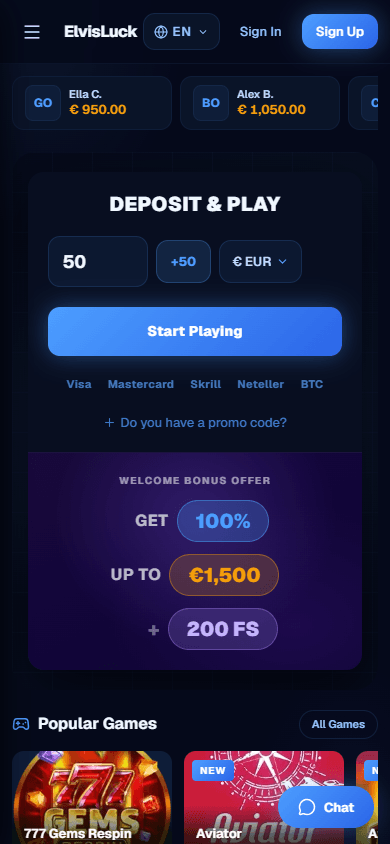 elvisluck_casino_homepage_mobile
