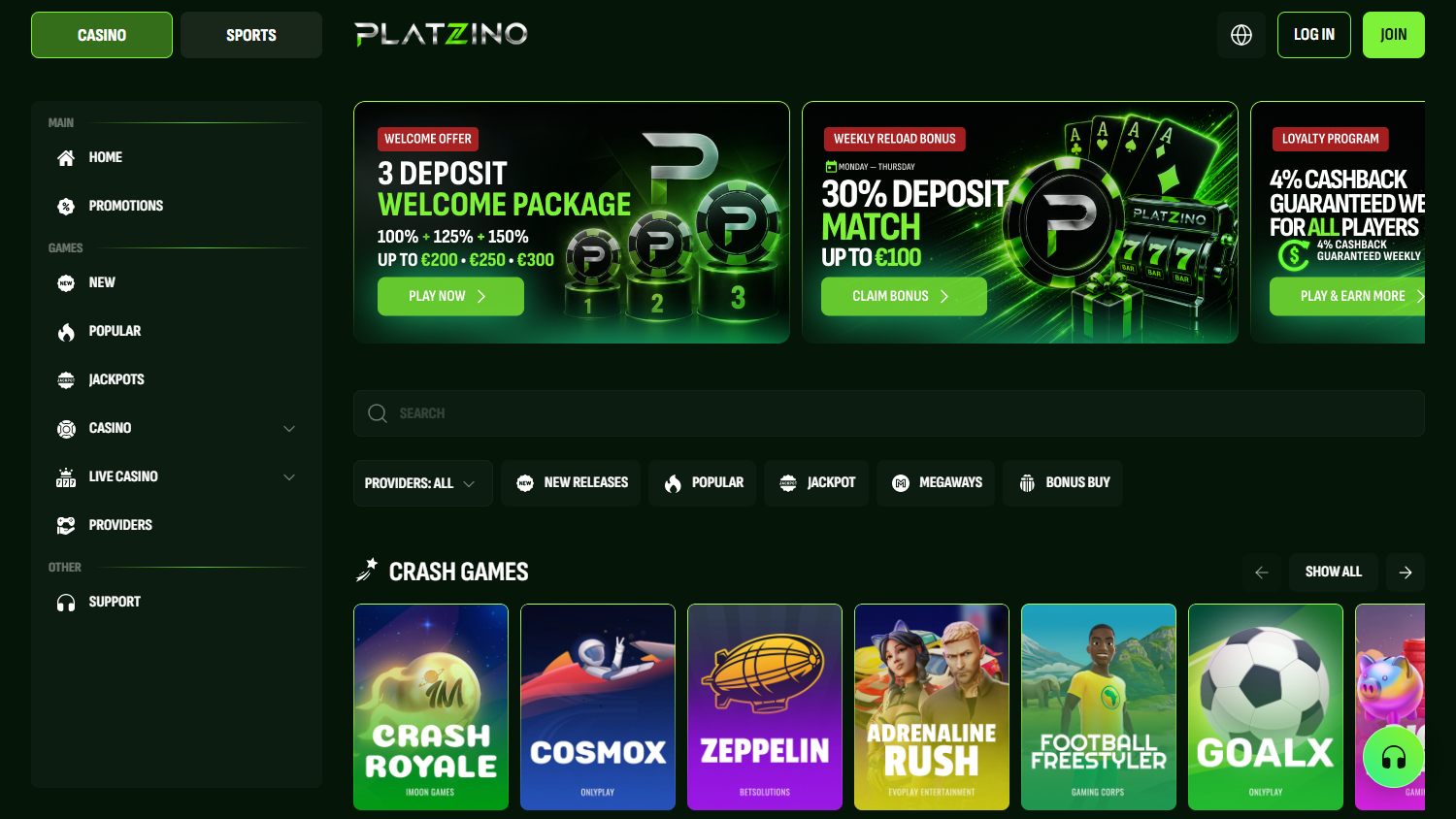 platzino_casino_homepage_desktop