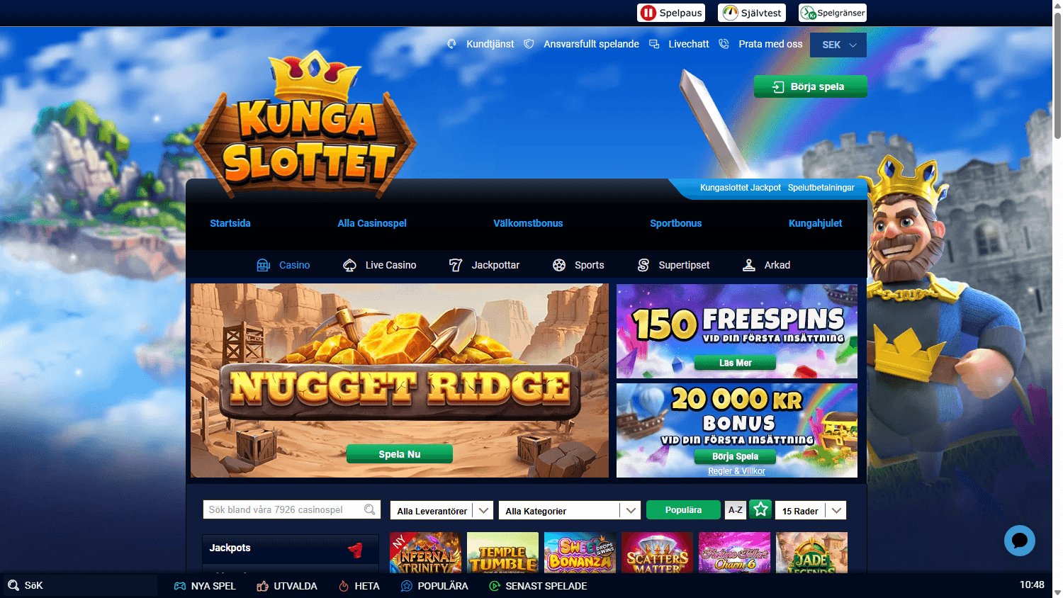 KungaSlottet_Casino_homepage_desktop