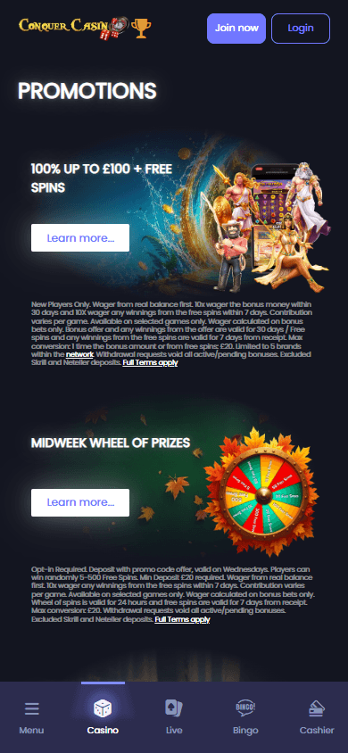 conquercasino_promotions_mobile