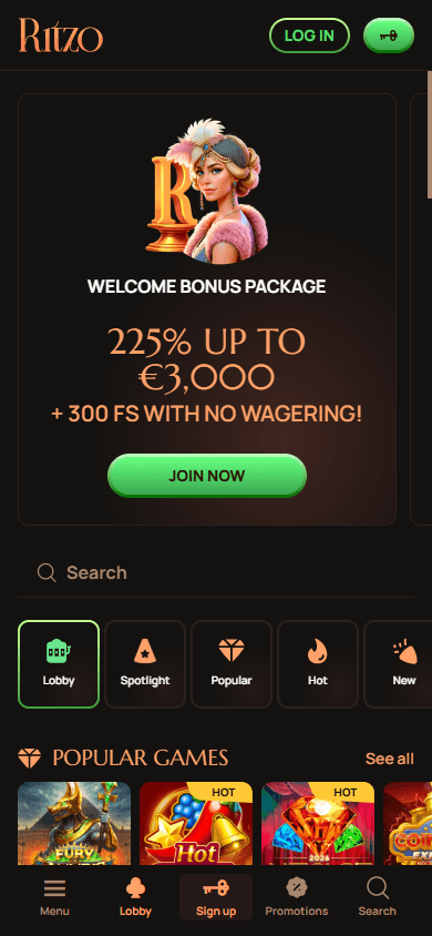 ritzo_casino_homepage_mobile