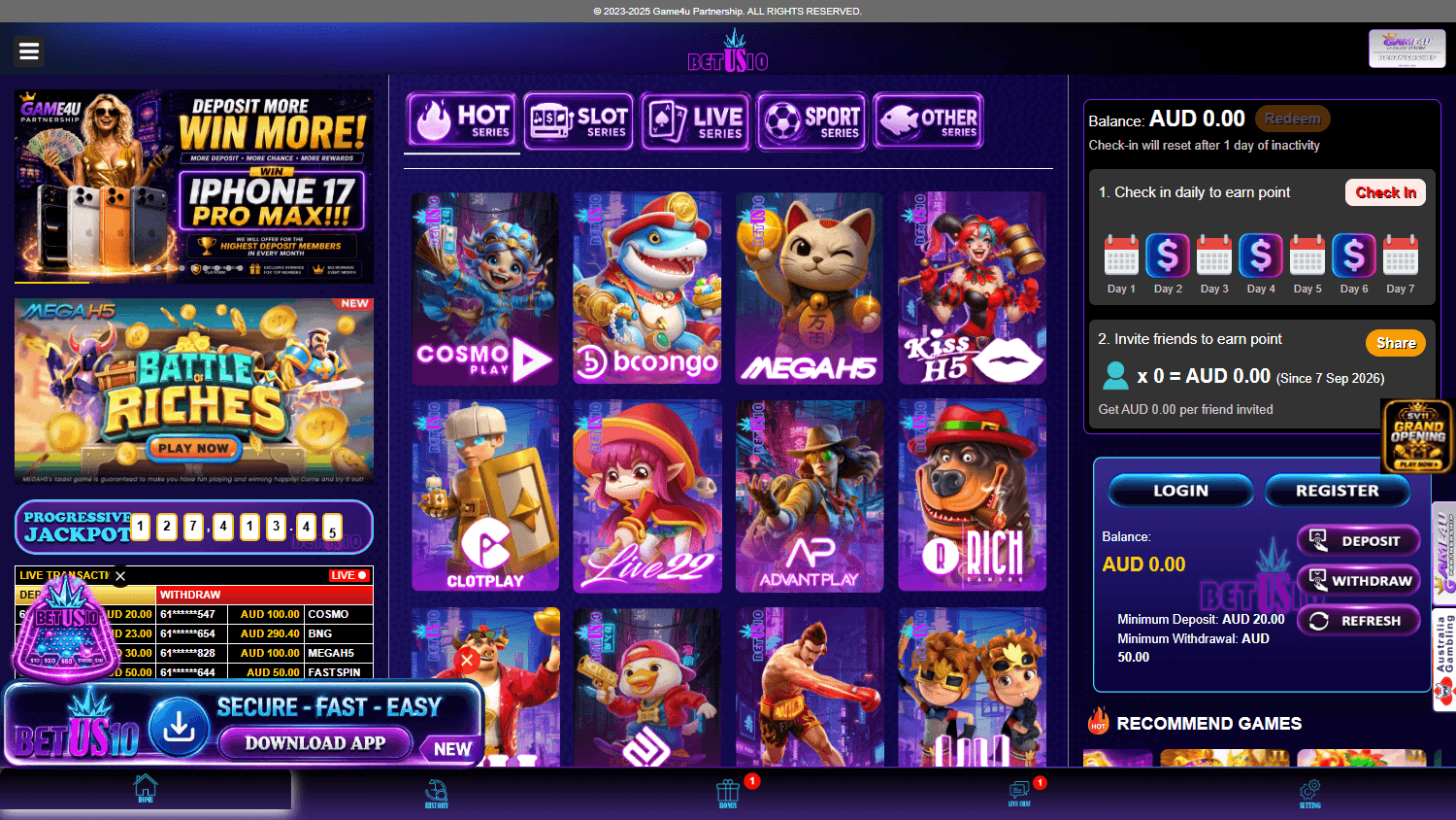betus10_casino_homepage_desktop