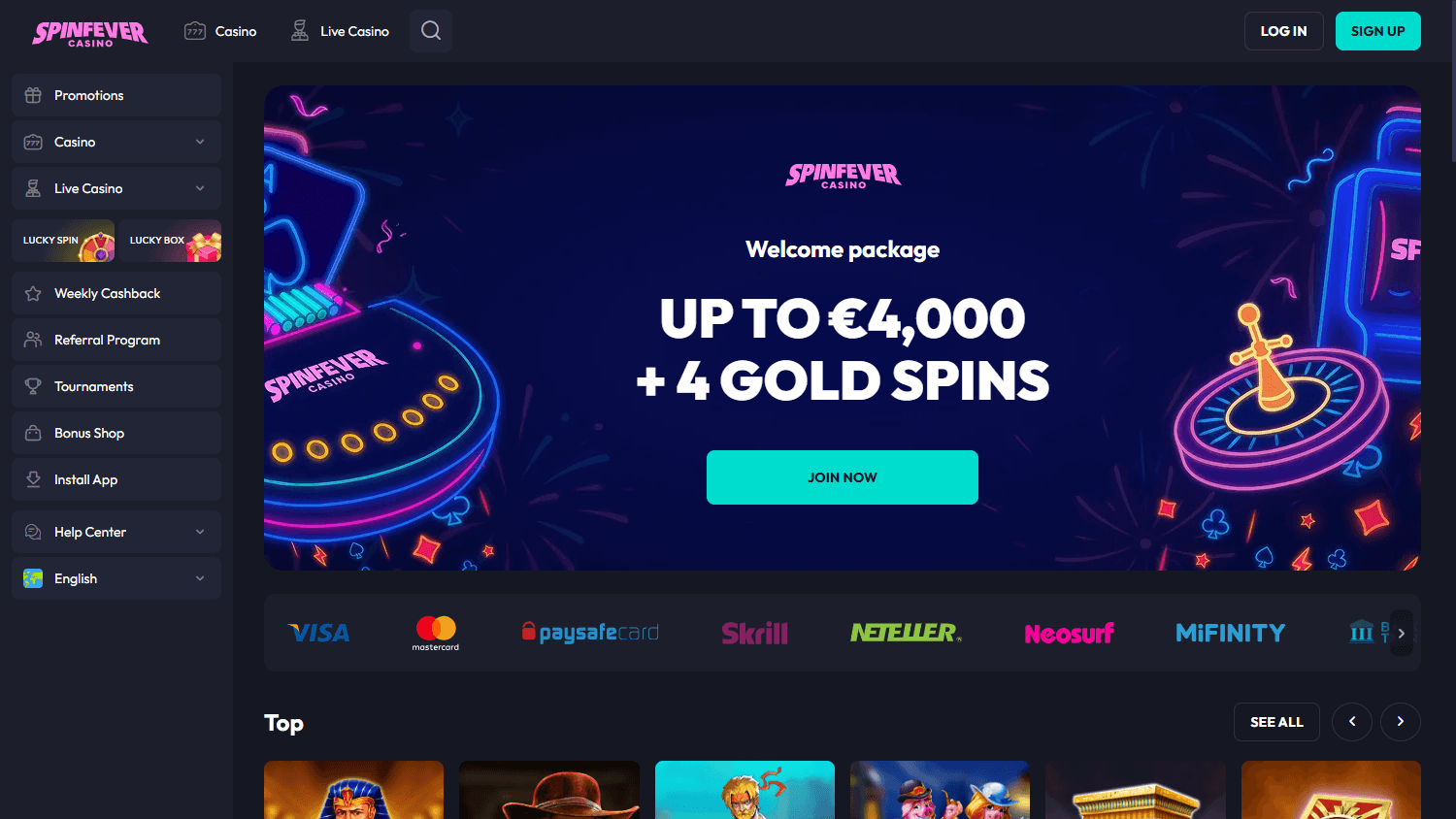 Spin_Fever_Casino_homepage_desktop