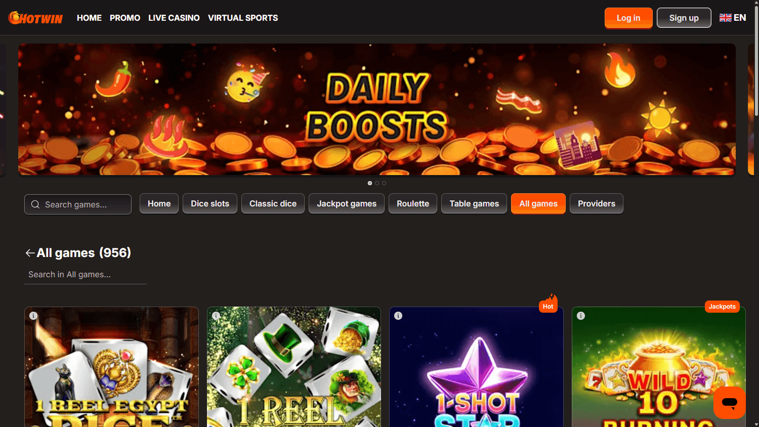 MogoBet casino lobby website screenshot