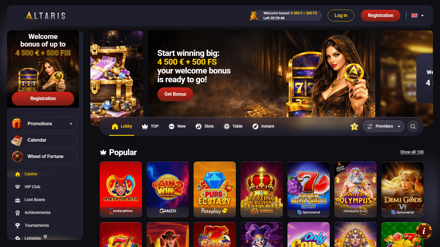 Altaris_Casino_homepage_desktop