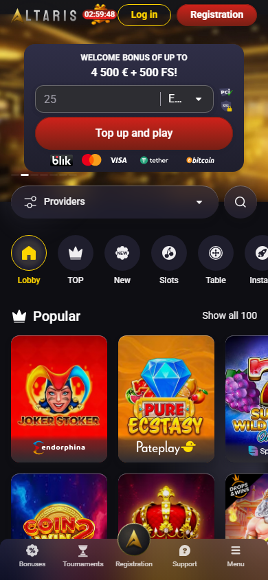 Altaris_Casino_homepage_mobile
