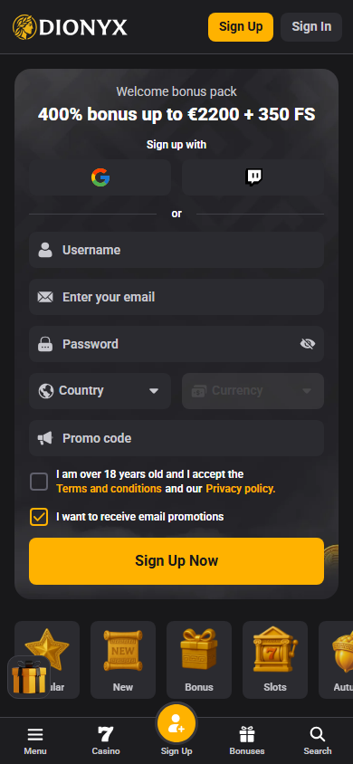 Dionyx_Casino_homepage_mobile
