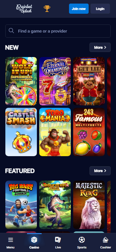 RainBetSplash_Casino_homepage_mobile