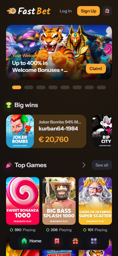FastBets_Casino_homepage_mobile