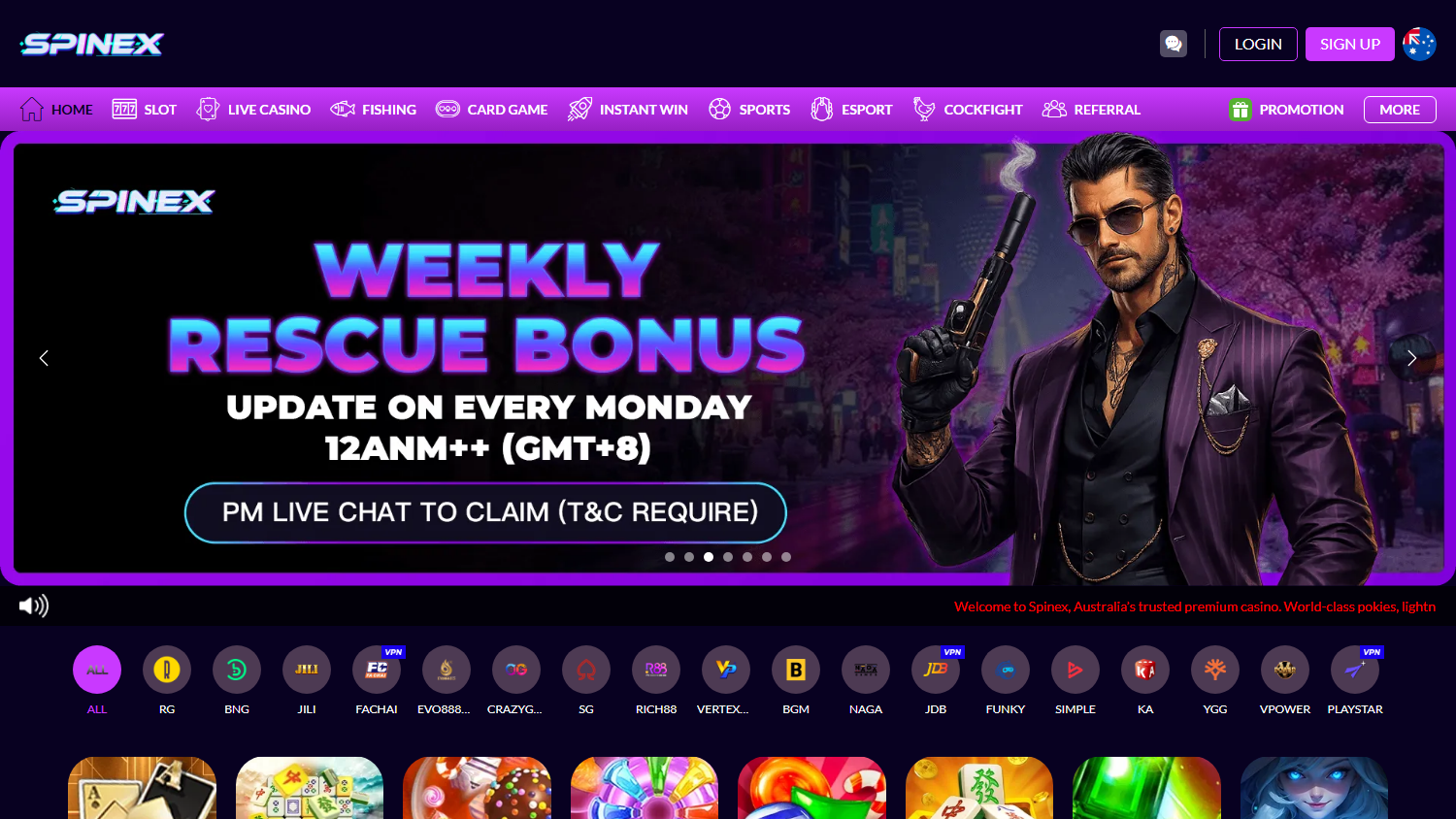 Spinex_Casino_homepage_desktop