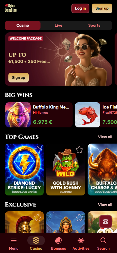 SpinoGambino_Casino_homepage_mobile
