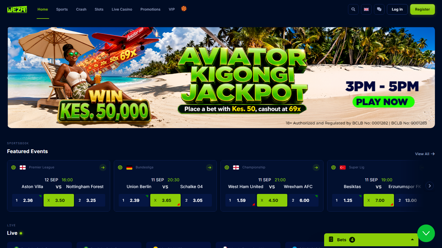 Weza_Bet_Casino_homepage_desktop