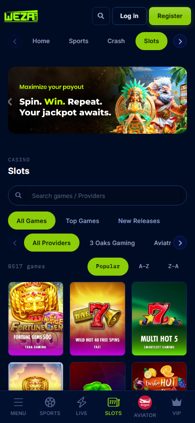 Weza_Bet_Casino_game_gallery_mobile