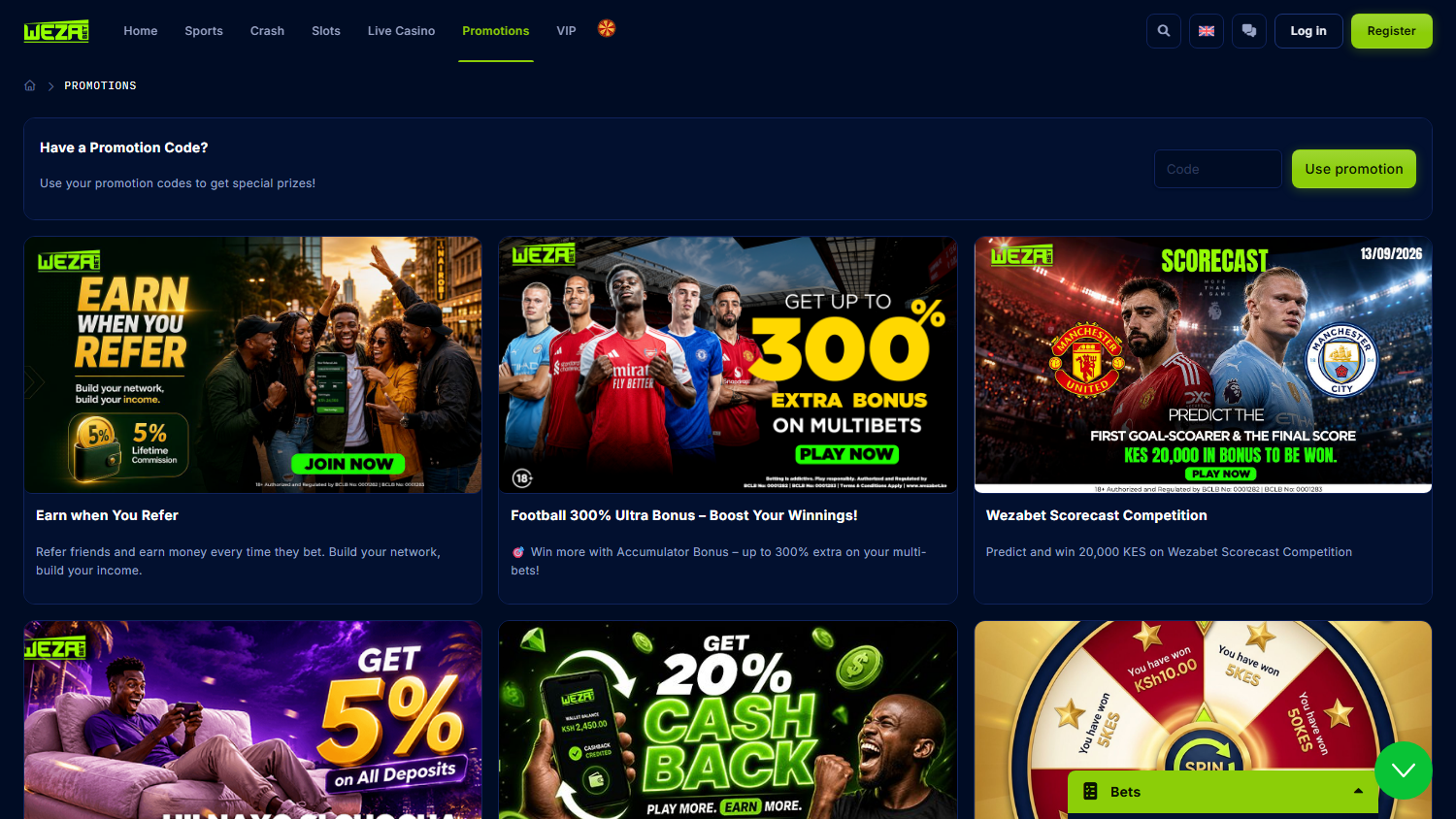 Weza_Bet_Casino_promotions_desktop