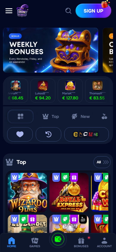 Wizardo_Casino_homepage_mobile