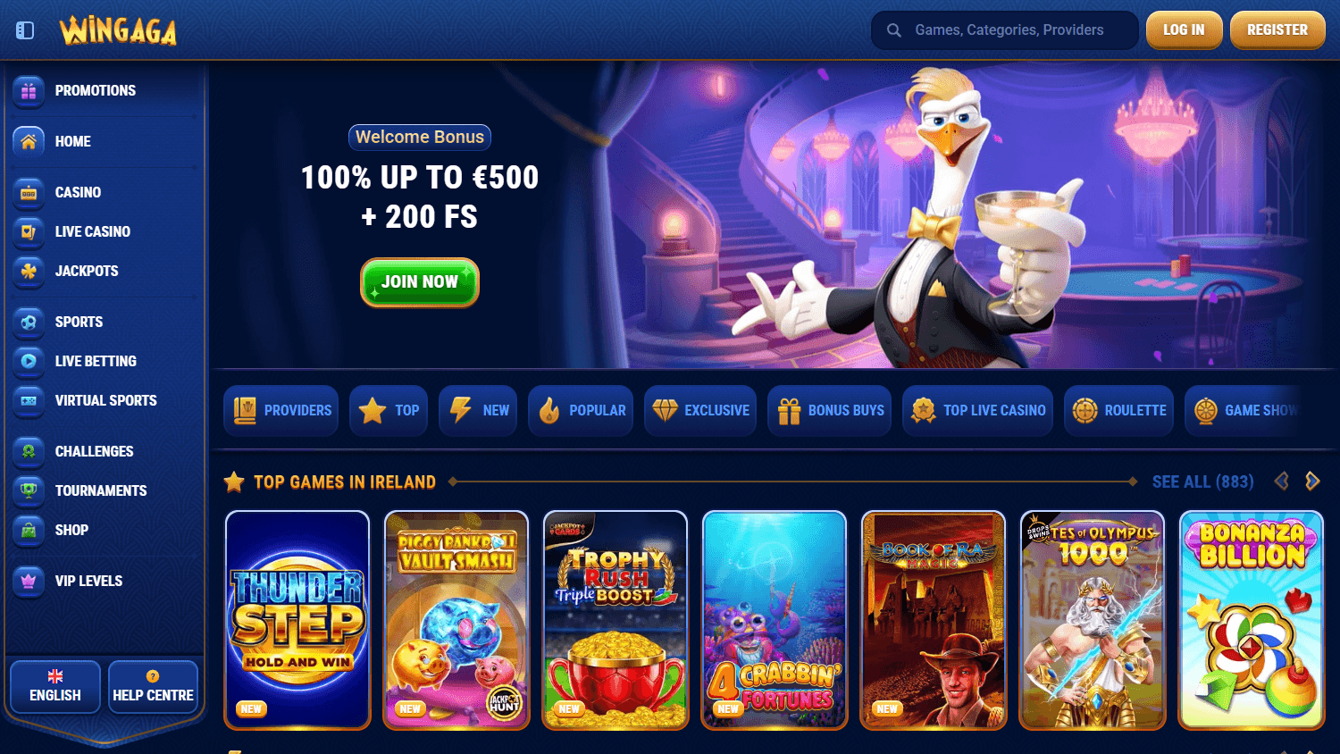 WinGaga_Casino_homepage_desktop
