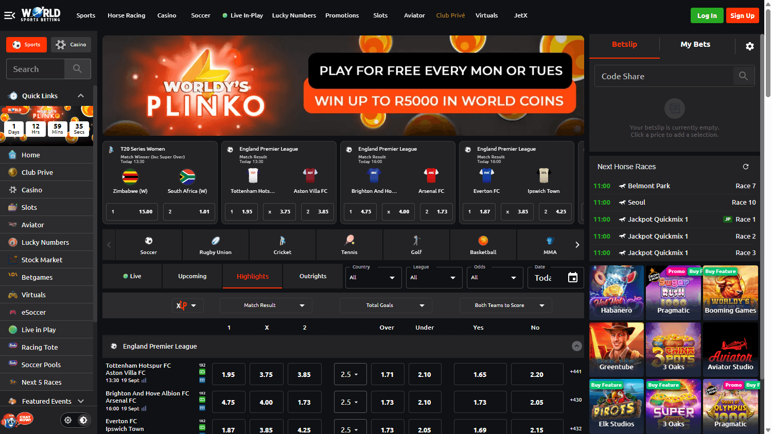 World_Sports_Betting_Casino_ZA_homepage_desktop