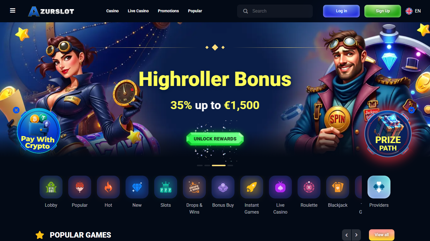 AzurSlot_Casino_homepage_desktop