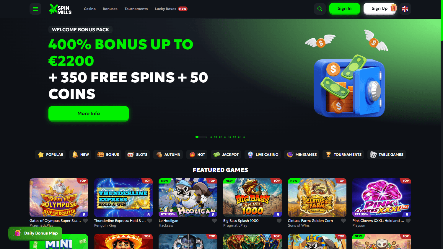 spinmills_casino_homepage_desktop