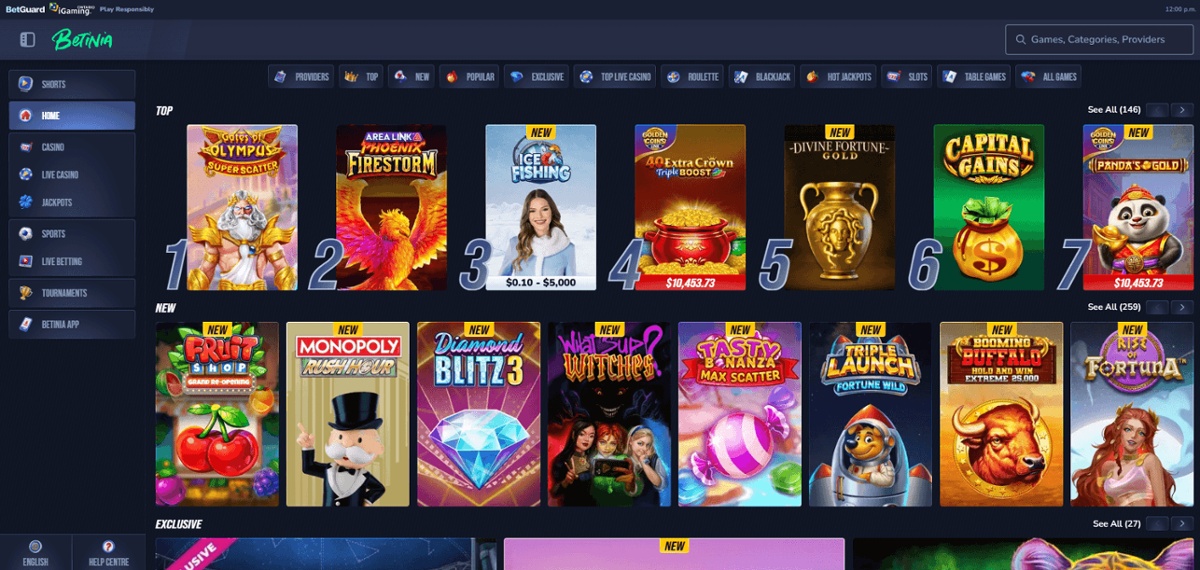 Betinia is a leading online casino in Ontario
