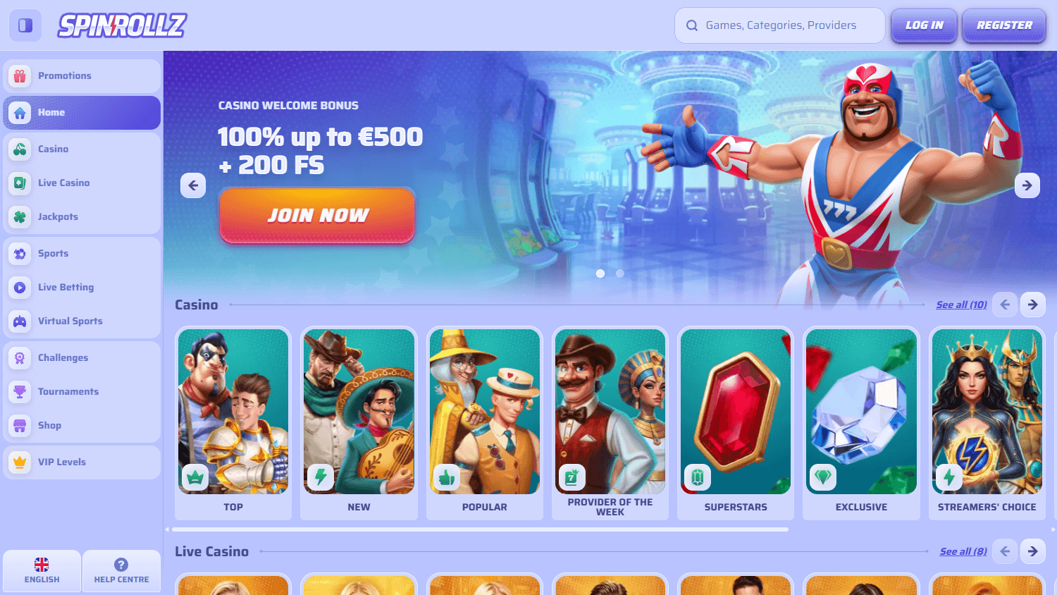 Spinrollz_Casino_homepage_desktop