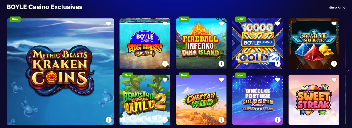 BOYLE Casino exclusive games