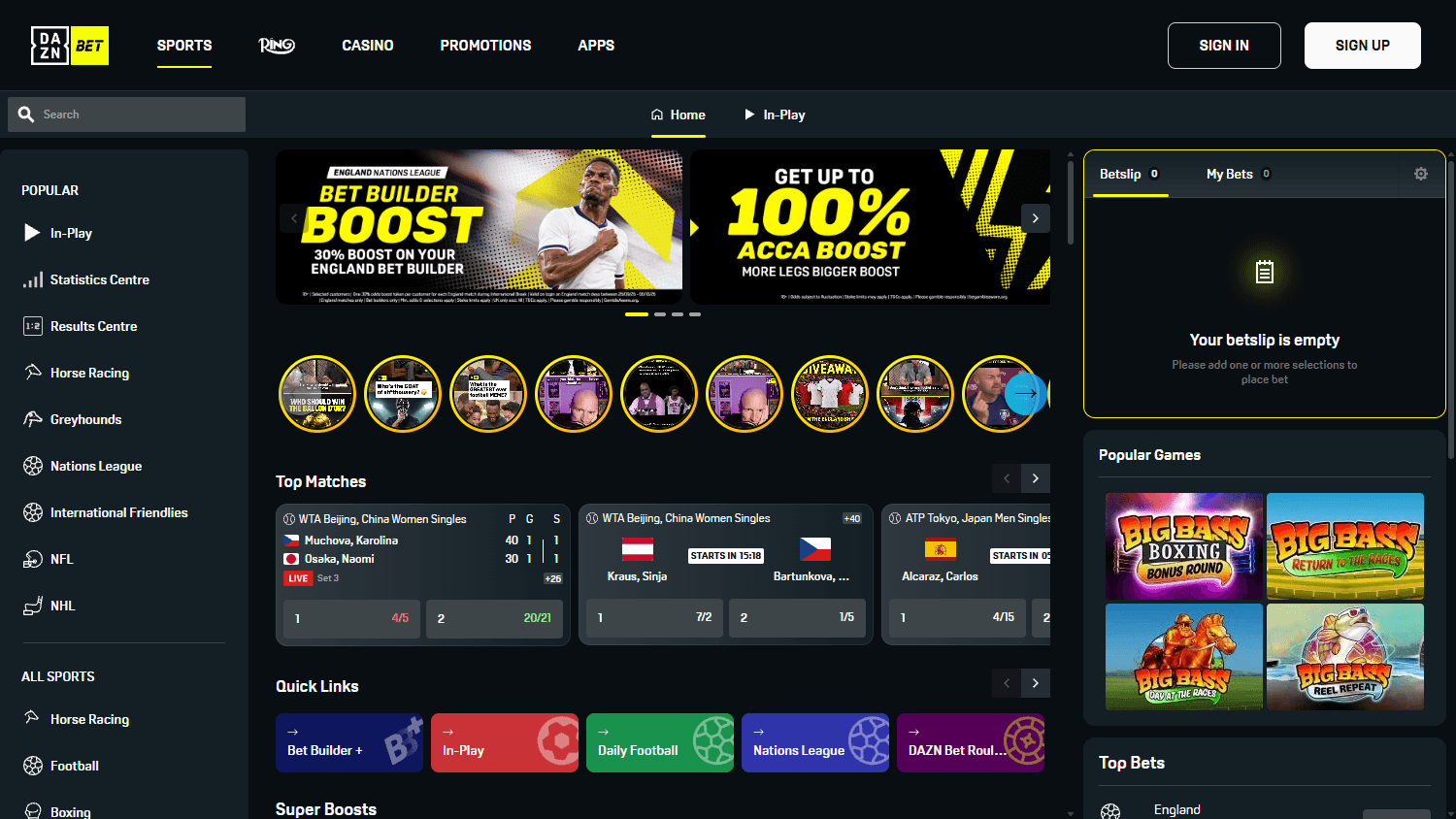 DAZN_Bet_Casino_homepage_desktop