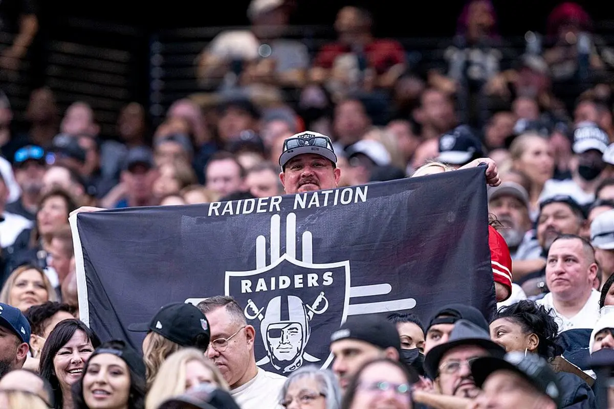 Las Vegas Raiders fans watching a game against the Washington Football Team