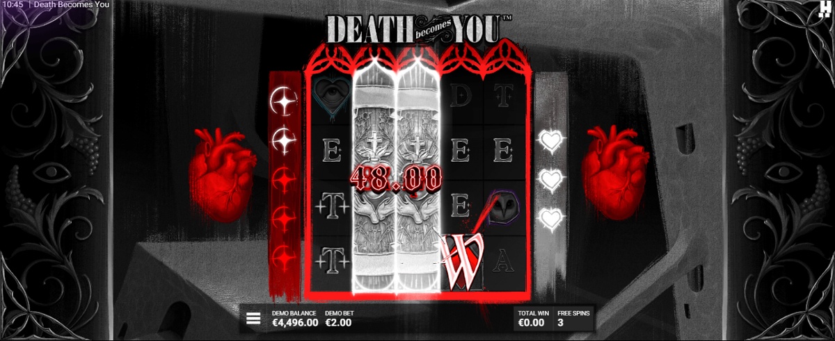 Drop Dead bonus is triggered when players land 4 FS Scatter symbols