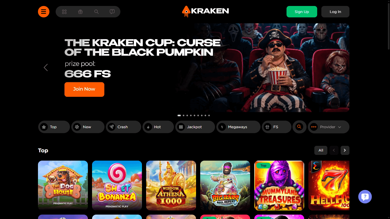 Kraken_Casino_homepage_desktop