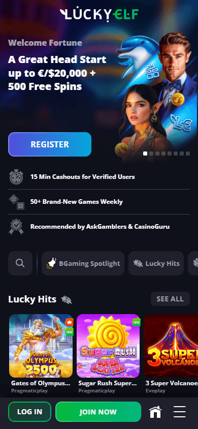 LuckyElf_Casino_homepage_mobile