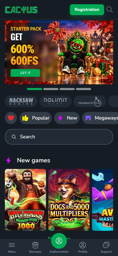 Cactus_Casino_homepage_mobile