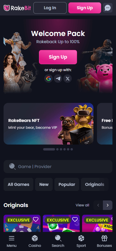 RakeBit_Casino_homepage_mobile