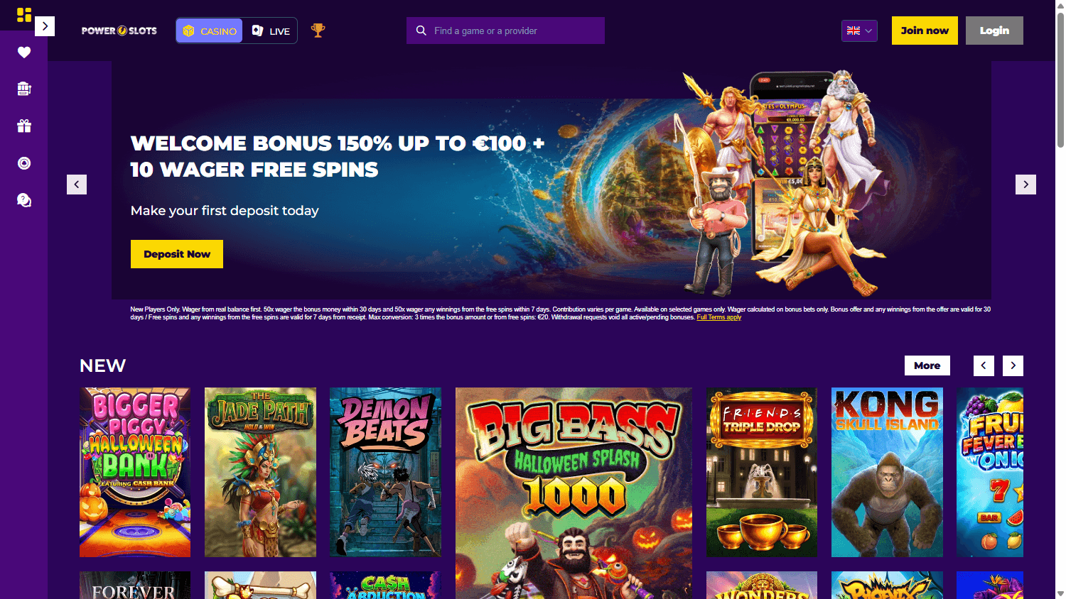powerslots_casino_homepage_desktop