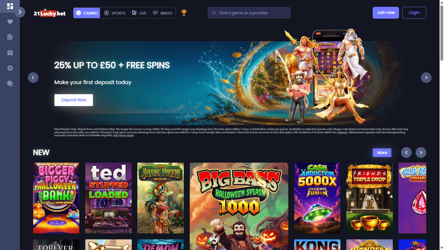 21Luckybet homepage website screenshot