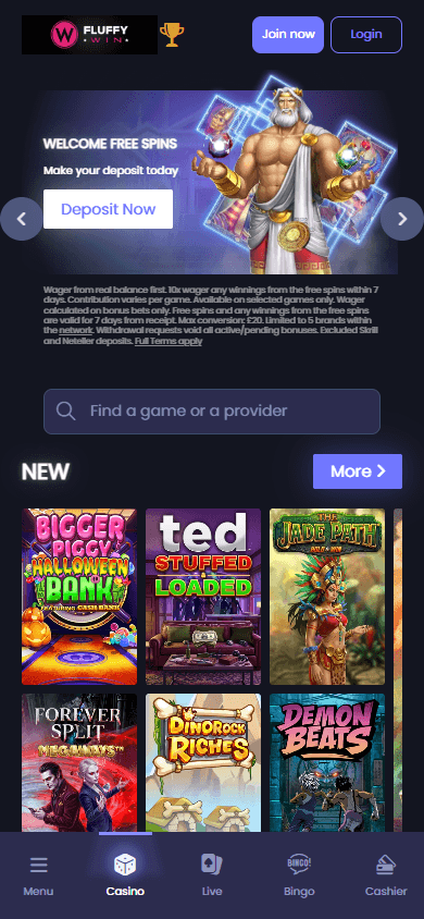 fluffywin_casino_homepage_mobile